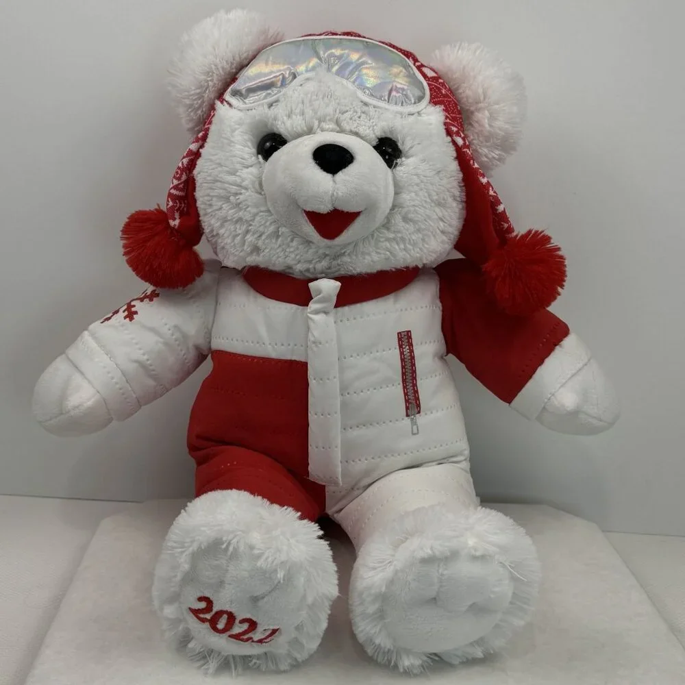 Snowflake Teddy 2022 Plush Bear 20" Red White Winter Ski Outfit Stuffed Toy Soft - Picture 2 of 15